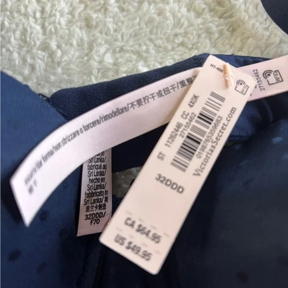 Victoria’s Secret Dream Angle Lightly Lined Demi Bra size 32DDD Navy Blue NWT - Picture 5 of 8